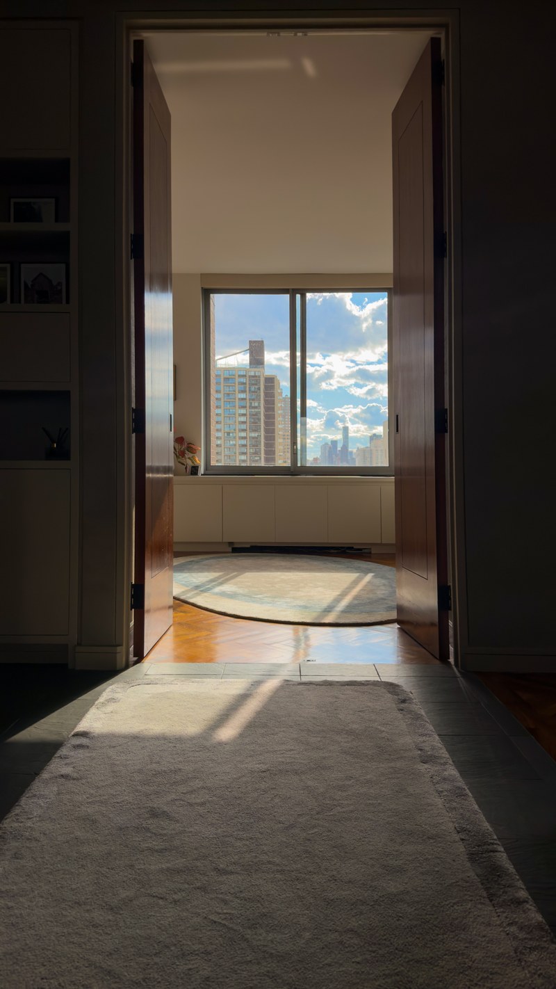 Sunlight through the hallway doors