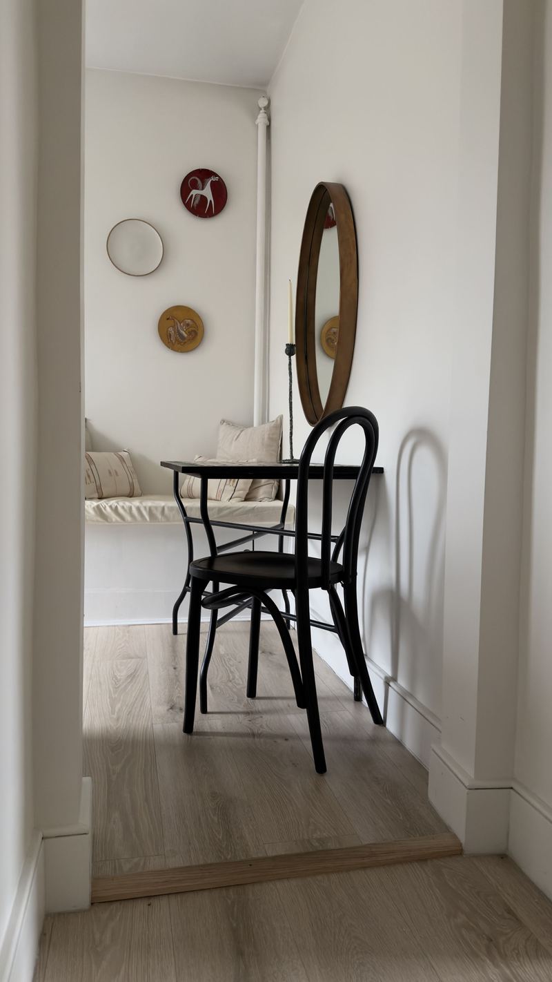Dining nook with a bentwood chair